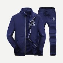 Shein Men Letter Embroidery Jacket With Drawstring Pants