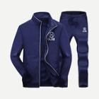 Shein Men Letter Embroidery Jacket With Drawstring Pants