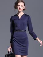 Shein Navy Long Sleeve Drawstring Bodycon Dress