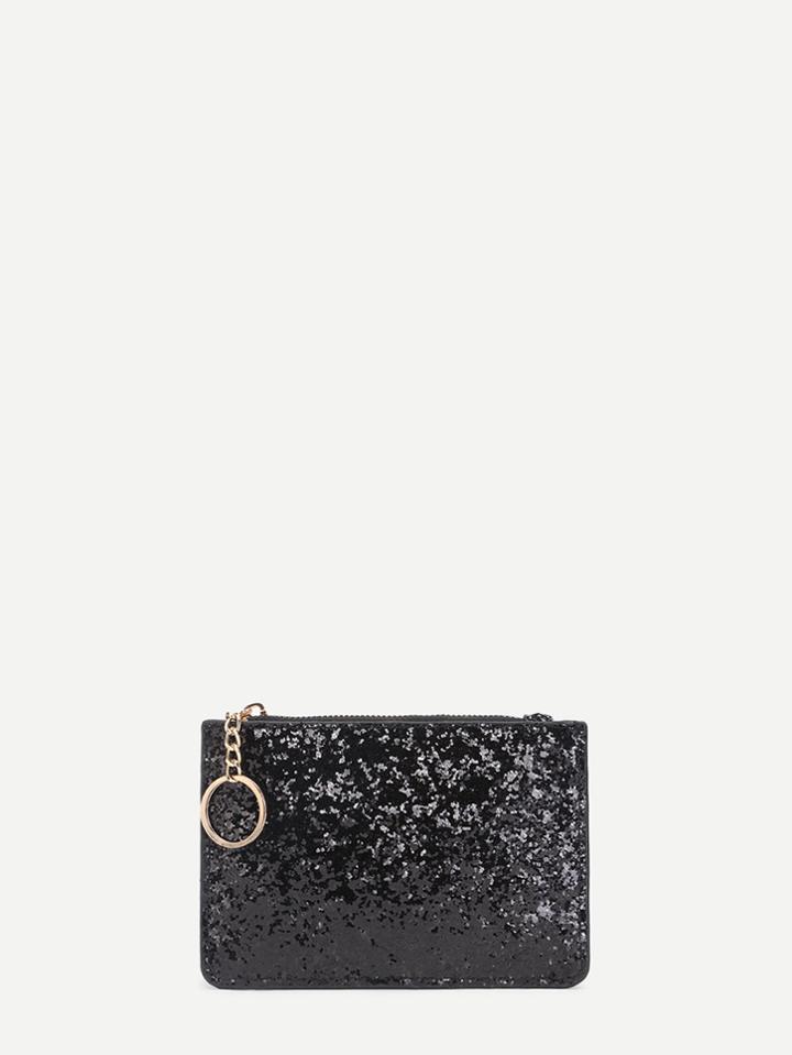 Shein Glitter Pu Wallet With Ring