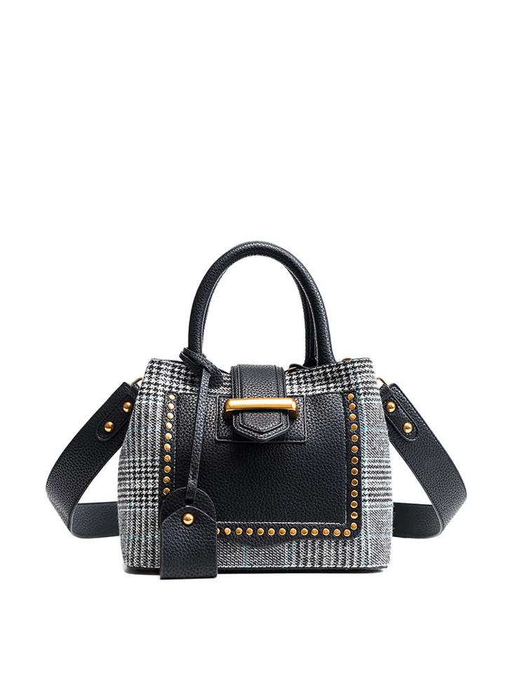 Shein Studded Decor Houndstooth Shoulder Bag