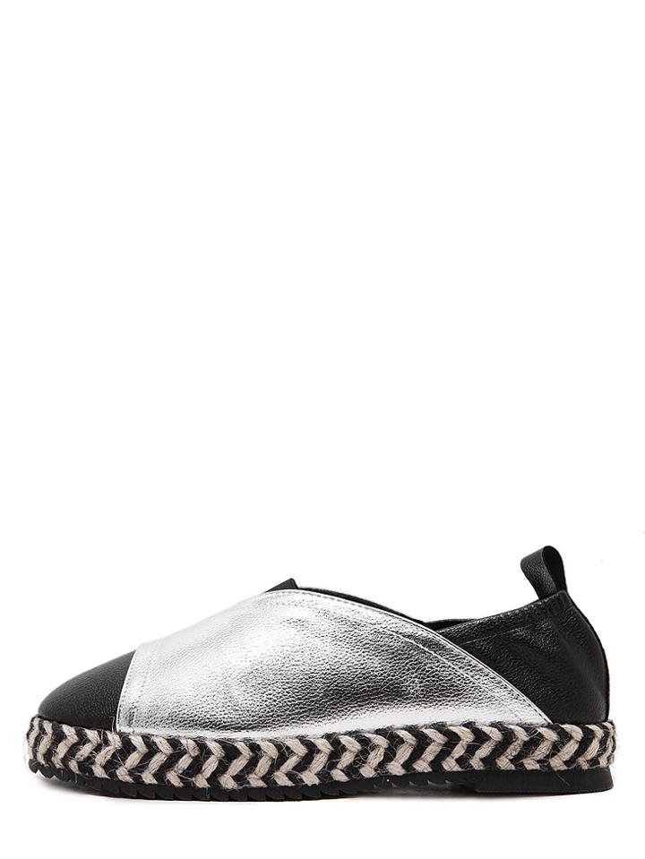 Shein Silver Casual Almond Toe Metallic Flats