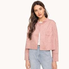 Shein Pocket Decoration Crop Coat