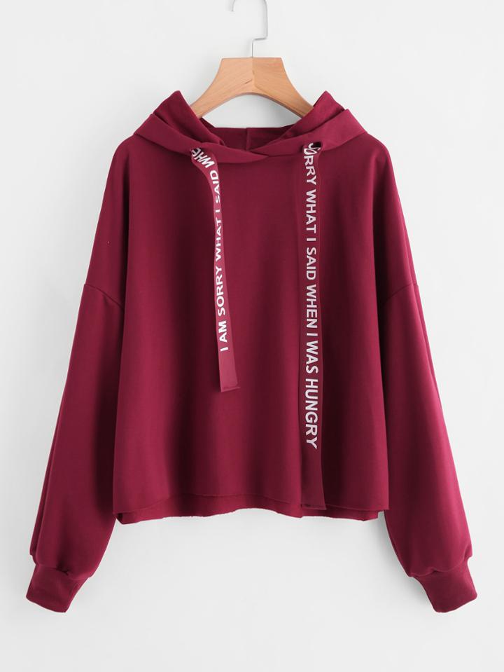 Shein Drop Shoulder Drawstring Hoodie