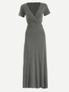 Shein V Neck Cross Wrap Cutout Self-tie Dress
