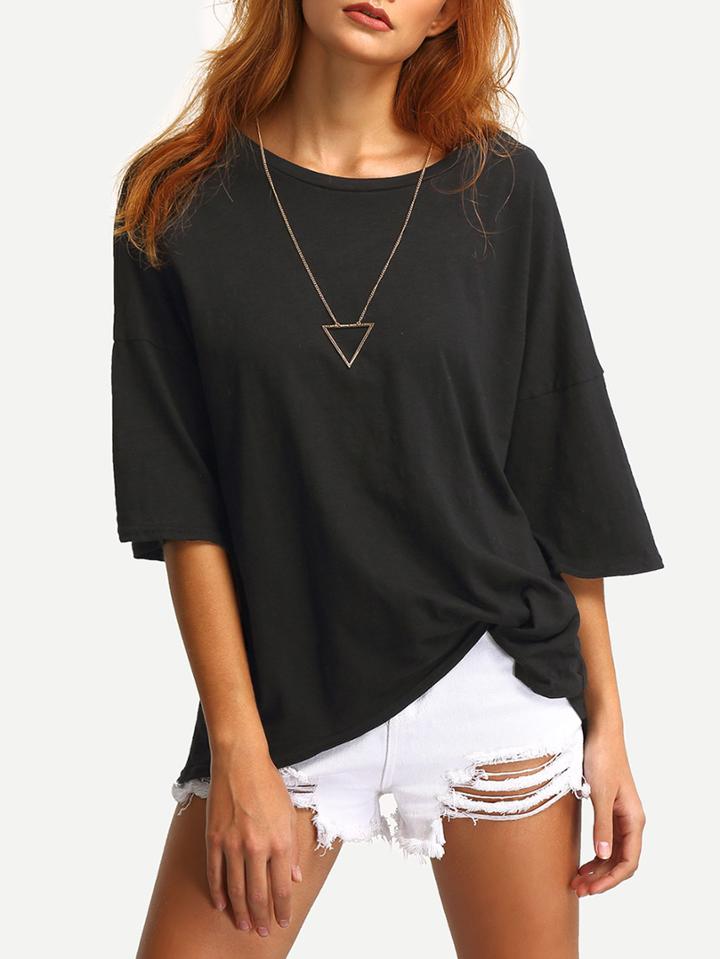 Shein Open Back Drop Shoulder T-shirt