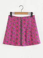 Shein All Over Printed Zip Through Skirt