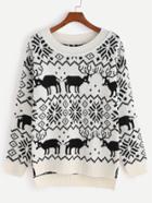 Shein Black And White High Low Ugly Christmas Sweater