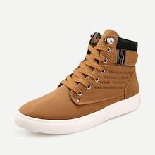 Shein Men Slogan Print Lace-up Boots