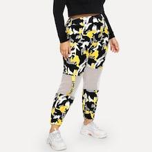 Shein Plus Contrast Mesh Camo Print Pants