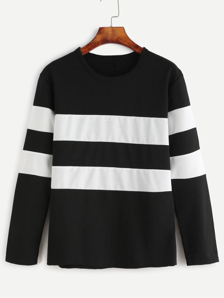Shein Black T-shirt With Contrast Panels