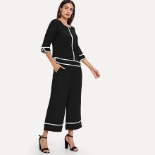 Shein Contrast Binding Top & Culotte Pants Set