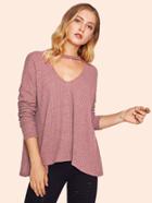 Shein Choker Neck Asymmetric Waffle Knit Tee