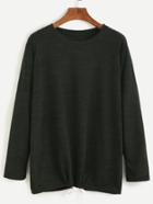 Shein Dark Green Drawstring Knit T-shirt