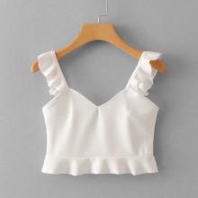 Shein Ruffle Trim Solid Top