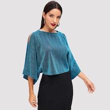 Shein Open Shoulder Glitter Top
