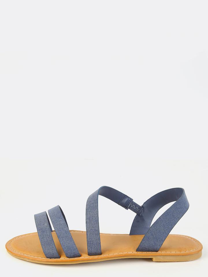 Shein Denim Strappy Open Toe Sandals Denim