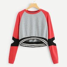 Shein Raglan Sleeve Criss Cross Sweatshirt
