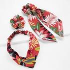 Shein Plant Print Turban Headband & Hair Tie 3pcs