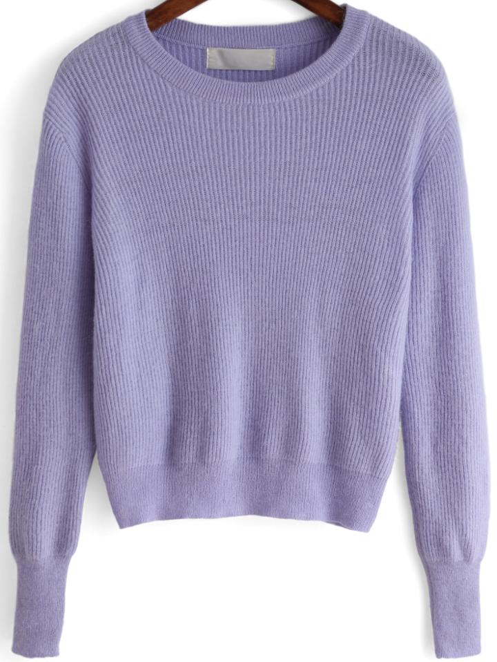 Shein Purple Round Neck Crop Knitwear