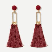 Shein Open Rectangle Tassel Drop Earrings