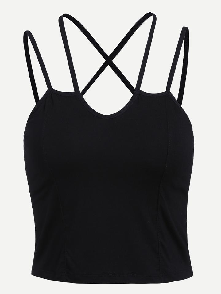 Shein Black Criss Cross Cami Top