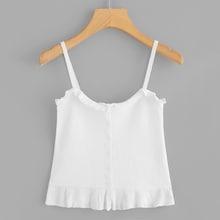 Shein Buttoned Detail Frilled Trim Knit Cami Top