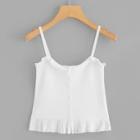 Shein Buttoned Detail Frilled Trim Knit Cami Top