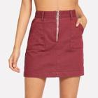 Shein Zip Up Pocket Detail Denim Skirt