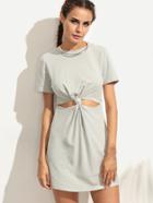 Shein Grey Cutout Knot Front Tee Dress