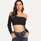 Shein Ribbed Off The Shoulder Crop Jumper