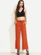 Shein Brick Red Tie Waist Pocket Loose Pants