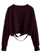 Shein Burgundy Drop Shoulder Cut Out Crop T-shirt