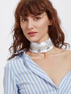 Shein White Rhinestone Arrow Embellished Wide Choker