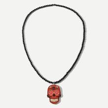 Shein Men Skeleton Pendant Beaded Necklace