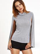 Shein Heather Grey Cowl Neck Cape T-shirt
