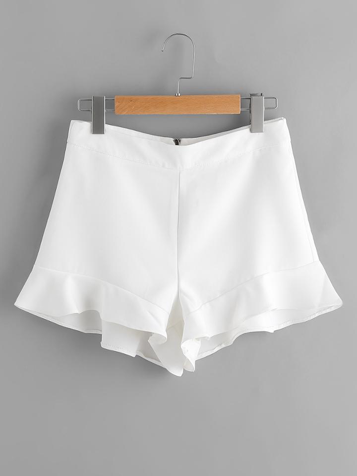 Shein Frill Hem Zipper Back Shorts