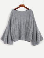 Shein Grey Boat Neck Bell Sleeve Loose Sweater