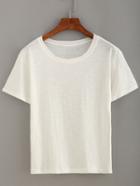 Shein White Short Sleeve Slub T-shirt