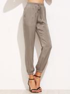 Shein Grey Drawstring Pants With Elastic Cuff