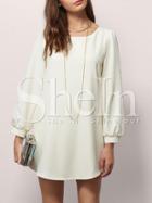 Shein Beige Long Sleeve Casual Dress
