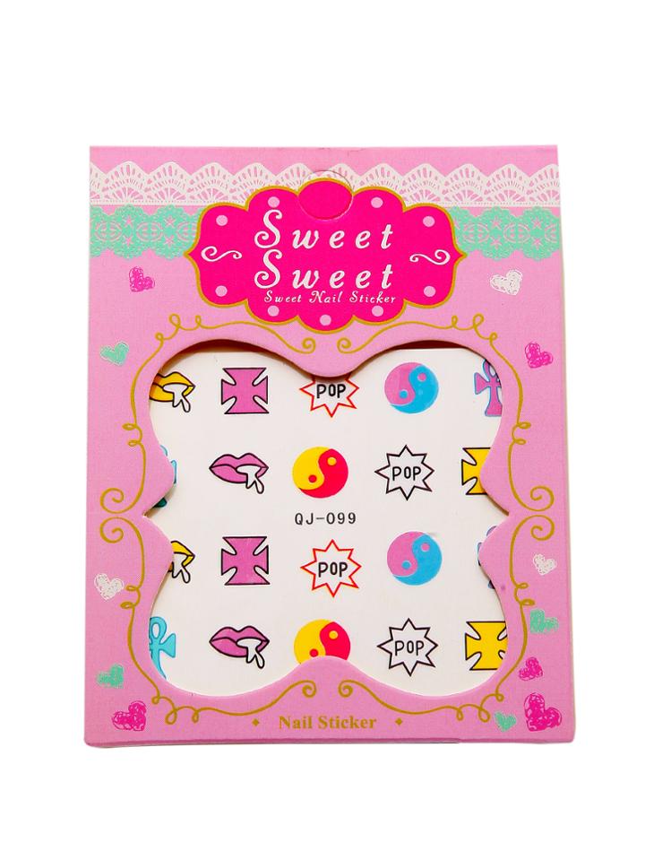 Shein Letter Pattern Cute Nail Sticker