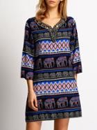 Shein Multicolor V Neck Elephant Print Dress
