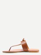 Shein Brown Faux Leather Toe Post Flip Flop