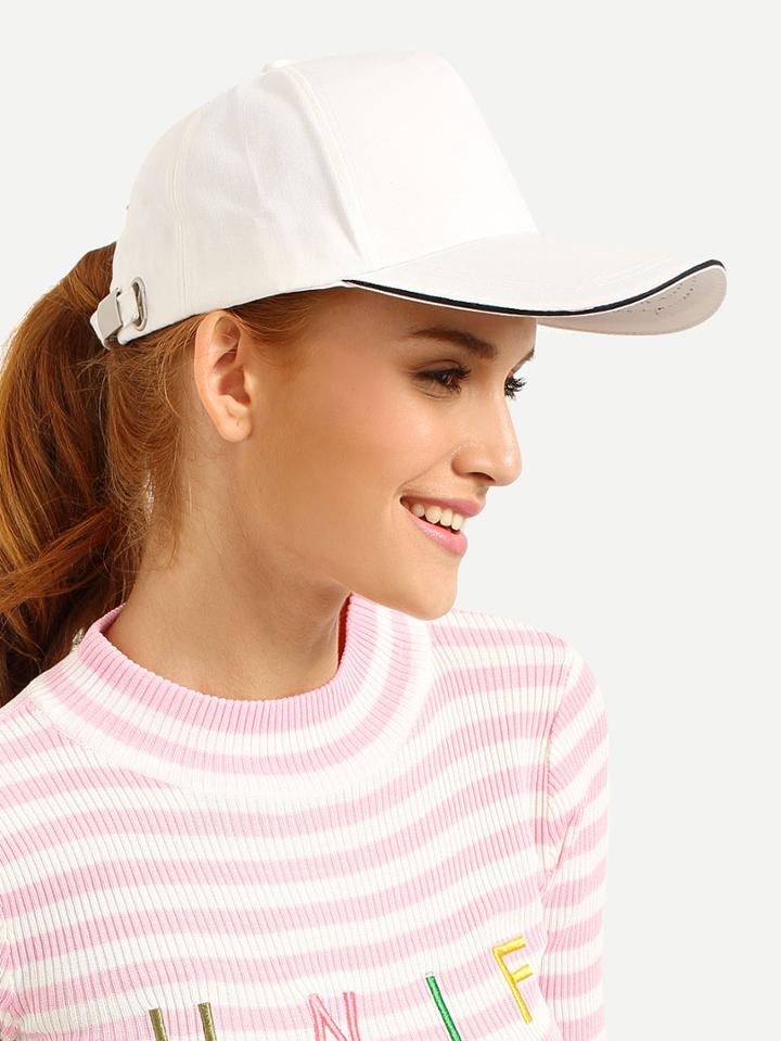 Shein White Casual Cotton Baseball Hat