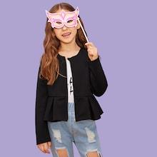 Shein Girls Zip Up Peplum Jacket