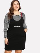 Shein Striped Tee With Pinafore Dress