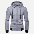 Shein Men Zip Front Drawstring Hoodie