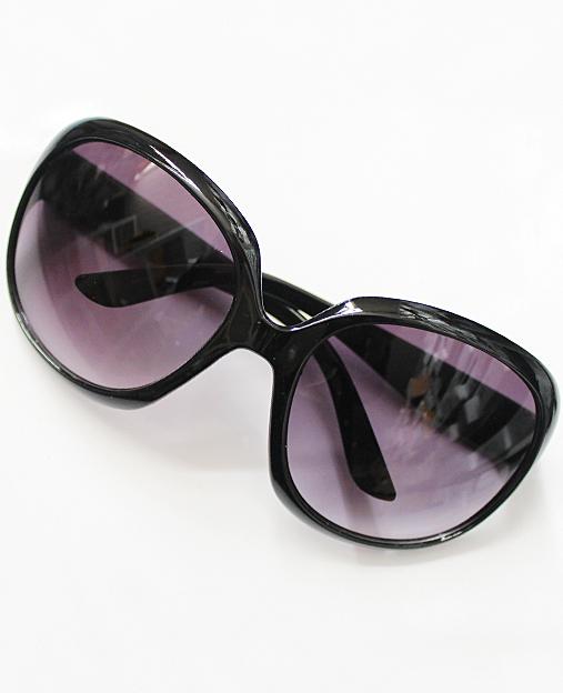 Shein Purple Lenses Black Round Sunglasses