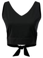 Shein Black V Neck Self-tie Bow Backless Tank Top